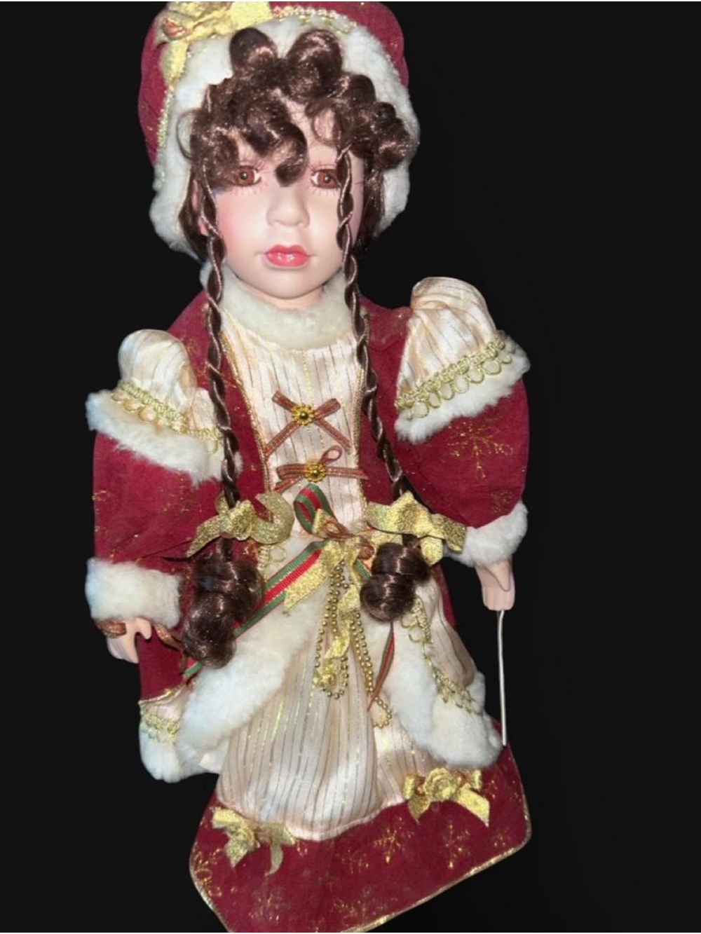 Vintage Holly Collection Special Edition Christmas Porcelain Doll 18” W/Stand
